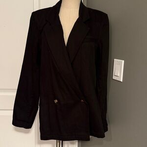 Boyish Julian Blazer Black Denim Jean Medium NWT Double Breasted Jacket